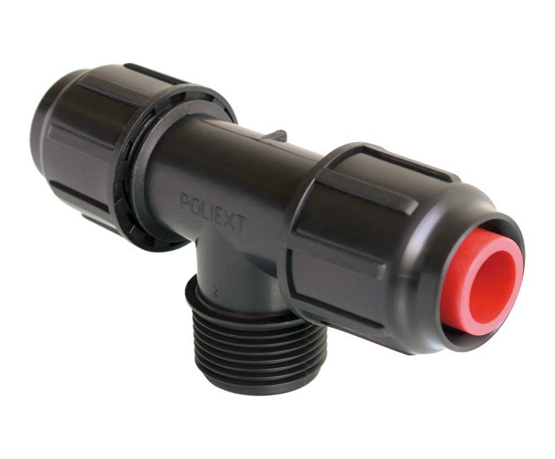 Тройник для капельного полива 16 x 3/4" НР x 16 (Poliext 04100080 PN4)